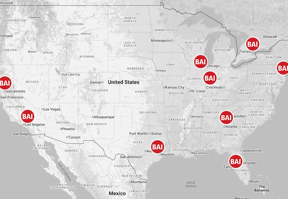 BAI warehouses across North America
