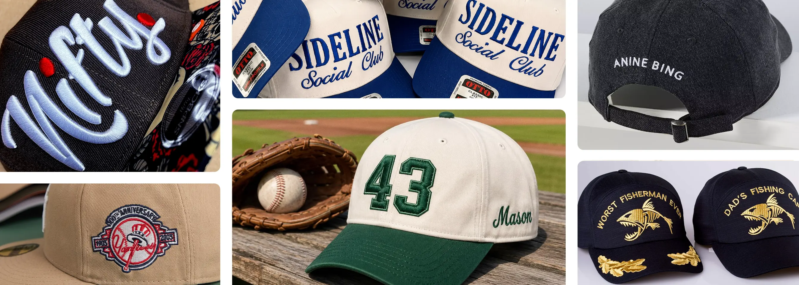 Caps & Hats embroidery examples